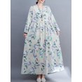 thumbnail image 2 of Women Vintage Dress Long Sleeve Printed Oversized Boho Casual Holiday, 2 of 8