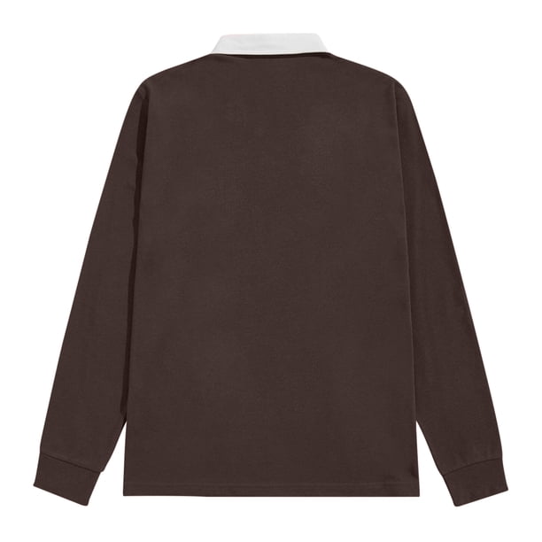 Polo de manga larga con el cuello en blanco para hombre/Caballero Modelo Rugby (Rojo)