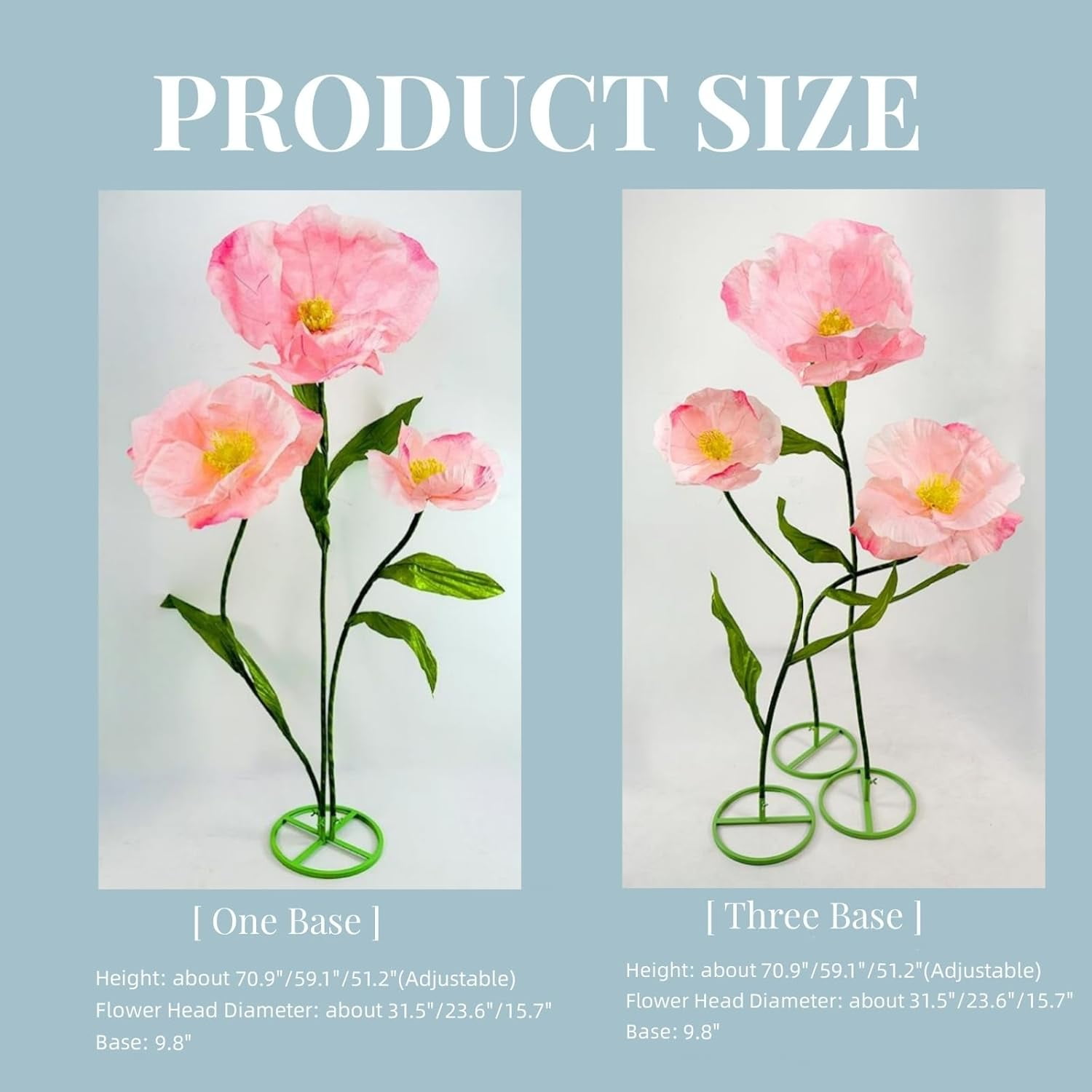LG Louis Garden 5.9’ Artificial Waterproof Fiber Cloth Pink Poppy Wedding Flower Backdrop