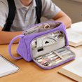 thumbnail image 5 of Large Capacity Pencil Case 8.2 Inch, Multi Compartment Zipper Pen Pouch for Office Supplies Art Tools Stationery, Purple, 5 of 7