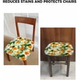 thumbnail image 5 of Dining Room Chair Seat Covers Set of 4 Hawaiian Hibiscus Flower Tropical Leaves Removable Stretch Chair Seat Cushion Slipcovers Protector for Holiday Party Festival Decoration, Summer Orange Green, 5 of 5