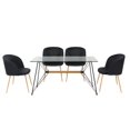 thumbnail image 1 of Comedor Completo ALTEREGO DESIGN con Mesa de Cristal y 4 sillas Tapizadas en Terciopelo Negro con Patas de Metal Efecto madera, 1 of 3