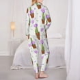 thumbnail image 3 of Pajamas for Women Sets, Cactus blooming purple Lounge Sets Long Sleeve Button Down Night Shirts Sleepwear Pjs, 3 of 6