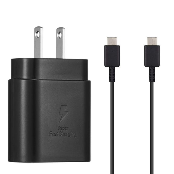 PRO 25W Wall Charger Compatible with Samsung Galaxy Tab A7 10.4/A 8.4 (2020)/10.1 (2019) Adaptive Quick Fast Charger with USBC 5ft Cable (Black 1.5M)