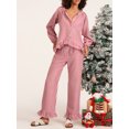 thumbnail image 3 of Gupgi Women Plaid Pajama Sets 2 Piece Lounge Set Long Sleeve Button Down Shirt Ruffle Pants, 3 of 8