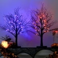 thumbnail image 1 of [ ] Halloween Tree FT Spooky Trees with LED Purple Lights Bats Battery Operated Small Tabletop Twig Centerpiece Tree with Timer for Halloween Decorations Indoor, 1 of 9