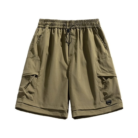 HAPIMO Lightweight Relaxed Fit Men's Shorts Comfy Shorts for Beach Vacation Elastic Waist Drawstring Solid Color Breathable Casual Outings Sports Shorts Brown Large