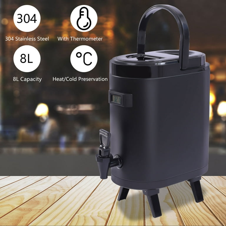 1pc Stainless Steel Black 6l Insulated Barrel Double Layer Beverage  Dispenser Water Bottle With Faucet For Milk Tea, Juice, Coffee, Milk, Hot  Water, Suitable For Outdoor Camping, Home Party, Cafe, Restaurant