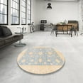 thumbnail image 3 of Ahgly Company Indoor Round Abstract Wheat Beige Oriental Area Rugs, 8' Round, 3 of 6