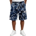 thumbnail image 2 of Delconic Men Tree Camo Quick Dry Knee Length Casual Cargo Shorts Elastic Drawstring Waist Side Pockets Loose Fit Short Pants For Summer Hunting Fishing Hiking Daily Outdoor Travel Wear Blue 3XL, 2 of 6