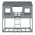 thumbnail image 6 of Aukfa Twin over Twin Bunk Bed with Roof and Window, Wood Playhouse for Kids - Gray, 6 of 8