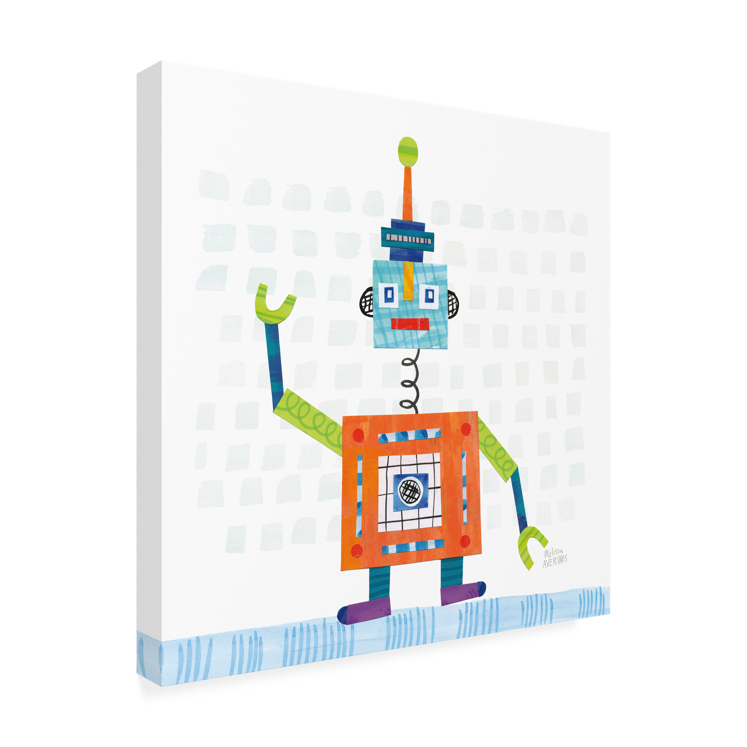 Melissa Averinos 'Robot Party III on Squares' Canvas Art