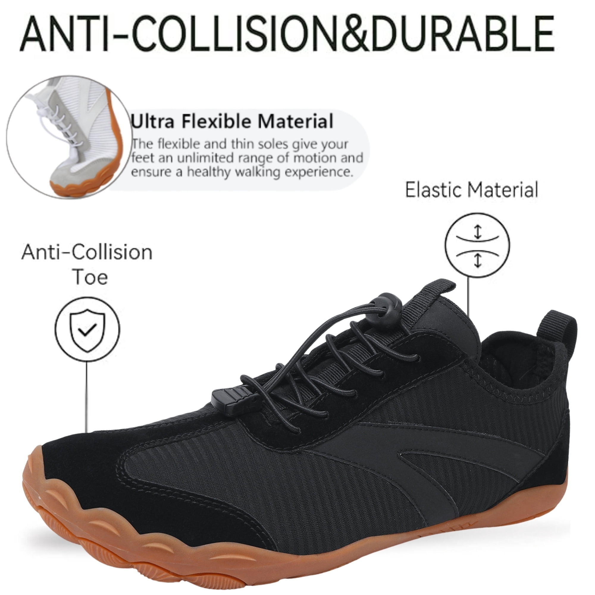 BERANMEY Barefoot Water Shoes for Women Mens Wide Toe Box Quick-Dry Breathable Mesh Zero Drop Trail Running Hiking Walking Shoes for Outdoor
