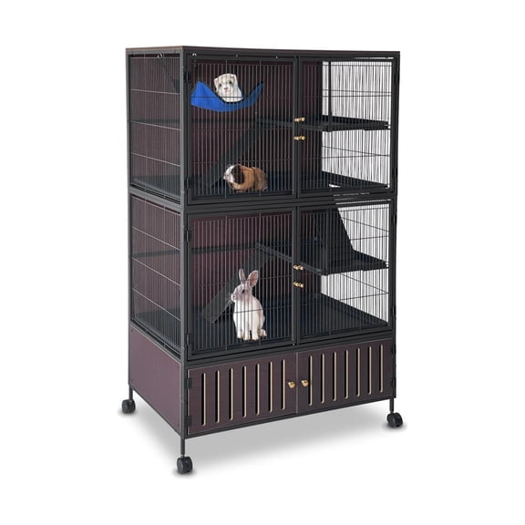 60'' Metal Small Animal Cage,Extra Large Ferret Cage with Hammock,Removable Ramp & Platform for Rats/Chinchillas,for Chinchillas/Guinea Pig/Rabbit/Large Hamste Rolling Critter Nation Cage