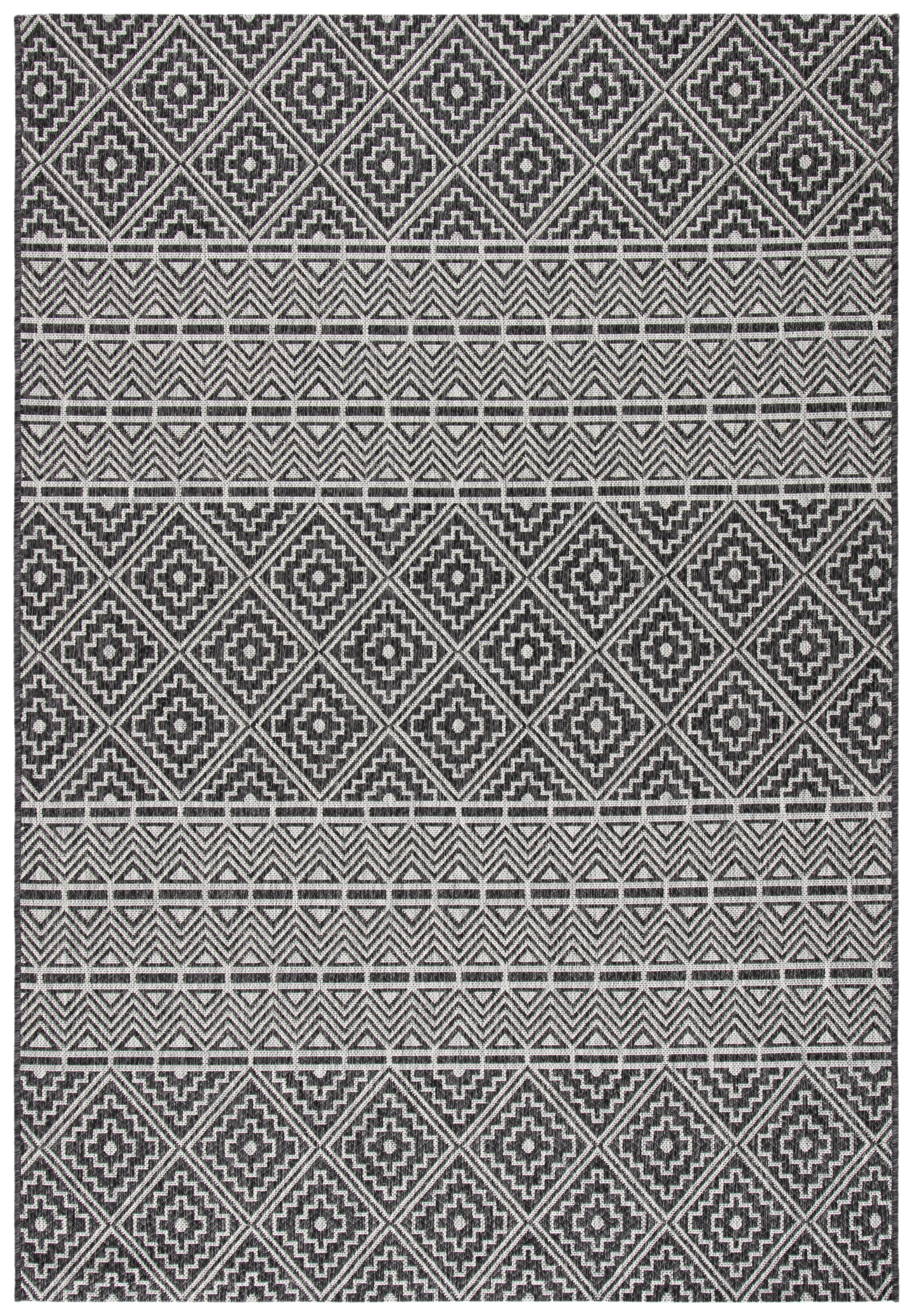 Safavieh Courtyard Karen Geometric Indoor/Outdoor Area Rug, Black/Gray, 4' x 5'7"