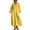 Yellow, variant on CIENVNSTG Dresses For Women Lapel V Neck Pleated Linen Midi Shirt Dress 3/4 Bell Sleeve Loose A Line Dress with Pockets Black L