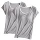 thumbnail image 1 of Pijama de manga corta para mujer, 2 piezas, color liso, cuello redondo, manga corta, con copa acolchada, ropa de casa, pijama de manga corta, pijama de modal para mujer., 1 of 2