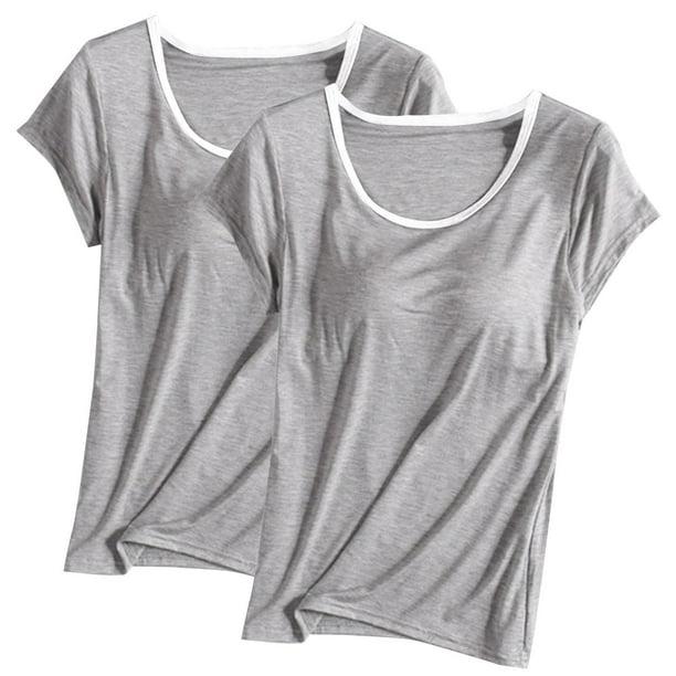 Pijama de manga corta para mujer, 2 piezas, color liso, cuello redondo, manga corta, con copa acolchada, ropa de casa, pijama de manga corta, pijama de modal para mujer.