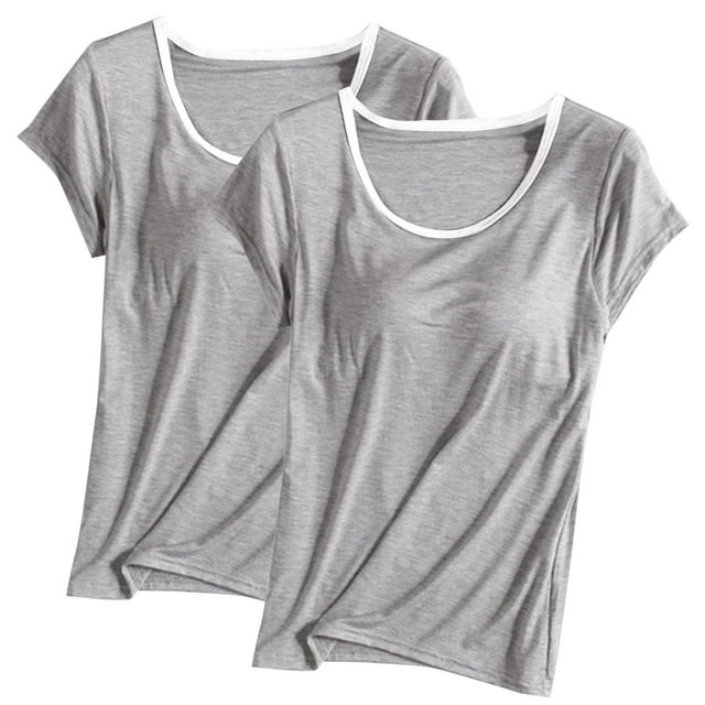 Pijama de manga corta para mujer, 2 piezas, color liso, cuello redondo, manga corta, con copa acolchada, ropa de casa, pijama de manga corta, pijama de modal para mujer.
