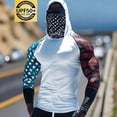 thumbnail image 4 of VBVC Men's Wave Print UPF 50+ Sun Protection Hoodie,Full Face Cover Quick Dry Fishing Shirt For Men,UV Block Long Sleeve Rash Guard for Beach Hiking,Red,S-3XL, 4 of 6