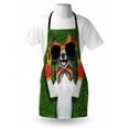 thumbnail image 3 of Pride Apron Funny Face Gay Dog Lying on Green Grass with Peace Signs and Giant Sunglasses Humor, Unisex Kitchen Bib Apron with Adjustable Neck for Cooking Baking Gardening, Multicolor, by Ambesonne, 3 of 3