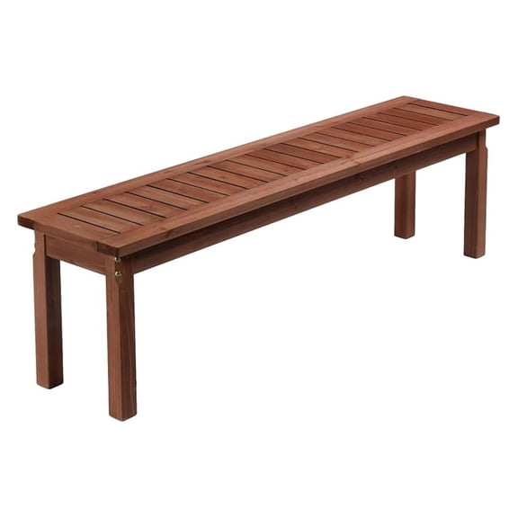 HYYOP Outdoor Wooden Bench, 62” Porch Bench Outdoor Backless Garden Bench, Small Outdoor Bench for Deck Patio Entryway (Brown, 62in)