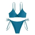 thumbnail image 2 of KIHOUT 2025 Women's Two Piece Bikini Swimsuit Sexy Ribbed Triangle Top Bathing Suits String Bikini Sets for Beach Pool Party, 2 of 4