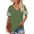 thumbnail image 2 of Plus Size V-Neck Short Sleeve Shirt, Casual Summer Top, Plus Size V Neck T Shirts Women Short Sleeve Tops Casual Summer Tshirts Loose Fit Tee Green, 4Xl, 2 of 4