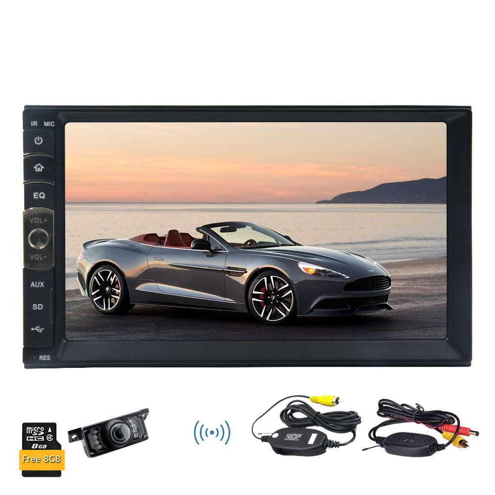 TM Lling Double DIN,7 In-Dash Touchscreen Stereo with Bluetooth Car Stereo/MP3 MP4 MP5 Audio Video Player/Steering Wheel Control/FM/AM/RDS Tuner and HD Radio,Black