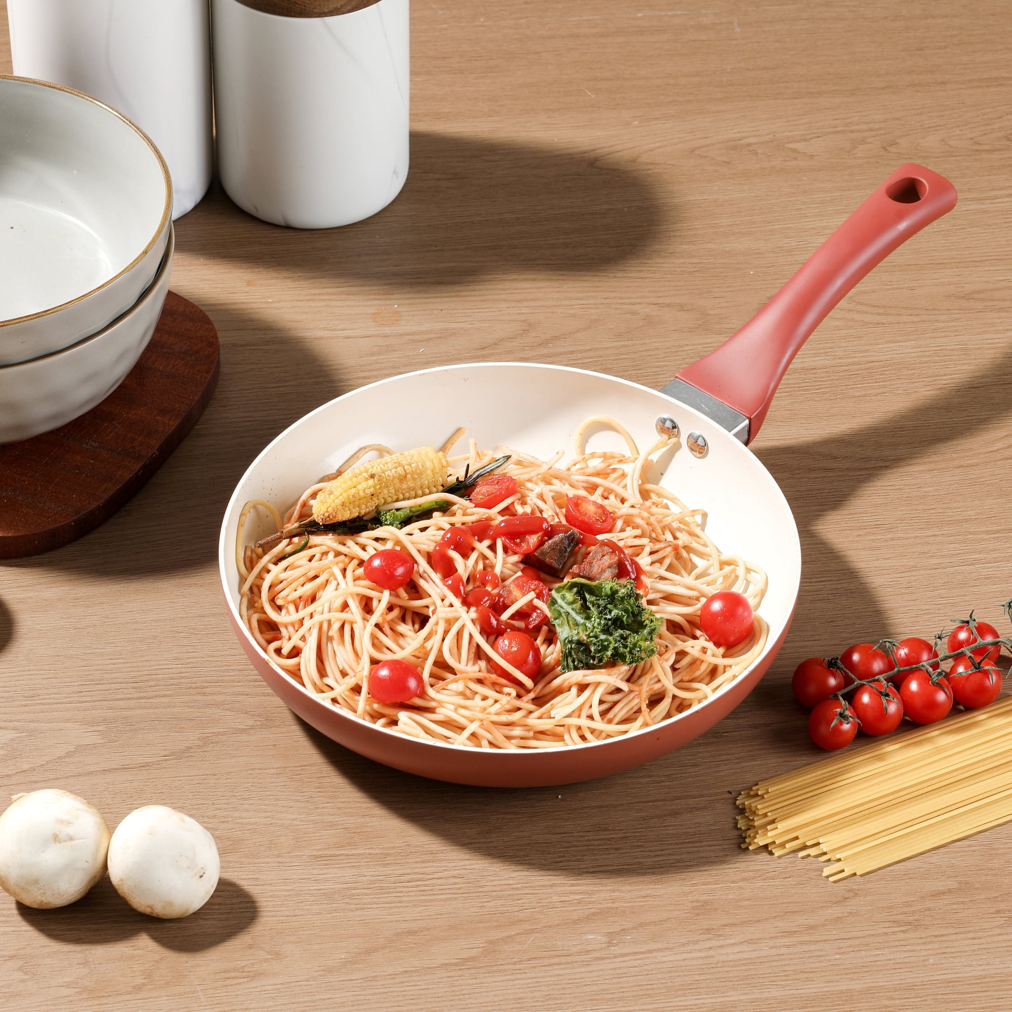 Mainstays Ceramic 10In Aluminum Nonstick Frypan Red Canyon