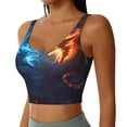 thumbnail image 2 of Gukieu Red And Blue Fire Dragon C Print Women's Sports Vest, Low-neck U-shaped Removable Pad Sports Bra for Yoga, Exercise, Dance-Medium, 2 of 8