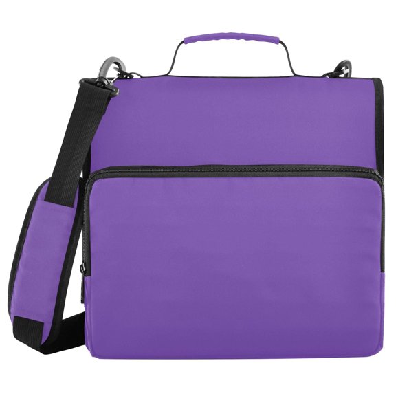 3 Ring Zipper Binder with Shoulder Strap Waterproof Trapper Keeper 2 Inch D-Ring 500 Sheets Capacity Purple