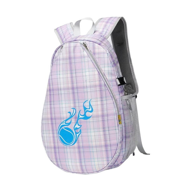 Bolsa para raquetas de tenis, mochila para raquetas de pickleball, bolsillo de malla con cremallera, portátil para mujer Púrpura