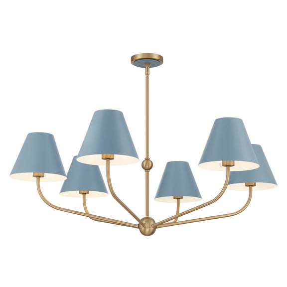 XAV-B9316-VG-BL Crystorama Lighting Xavier - 6 Light Chandelier-14.25 Inch Tall and 40 Inch Wide-Vibrant Gold/Blue Finish