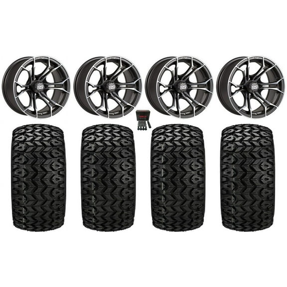 GTW Spyder 12" Golf Cart Wheels Gray 20" Sierra Tires E-Z-GO & Club Car
