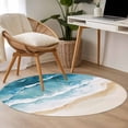 thumbnail image 5 of Beach Ocean Waves Round Living Room Rugs 3.3 ft, Blue Watercolor Painting Washable Area Rug with Non-Slip Sturdy Edge Binding Round Front Door Mat Floor Carpet for Entryway, 5 of 9