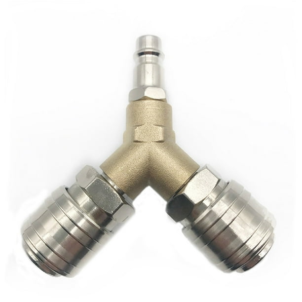 Distribuidor de aire comprimido, conexión de aire comprimido, interruptor de aire comprimido, con dos conexiones roscadas de 1/4", latón inoxidable, completamente montado, listo para usar