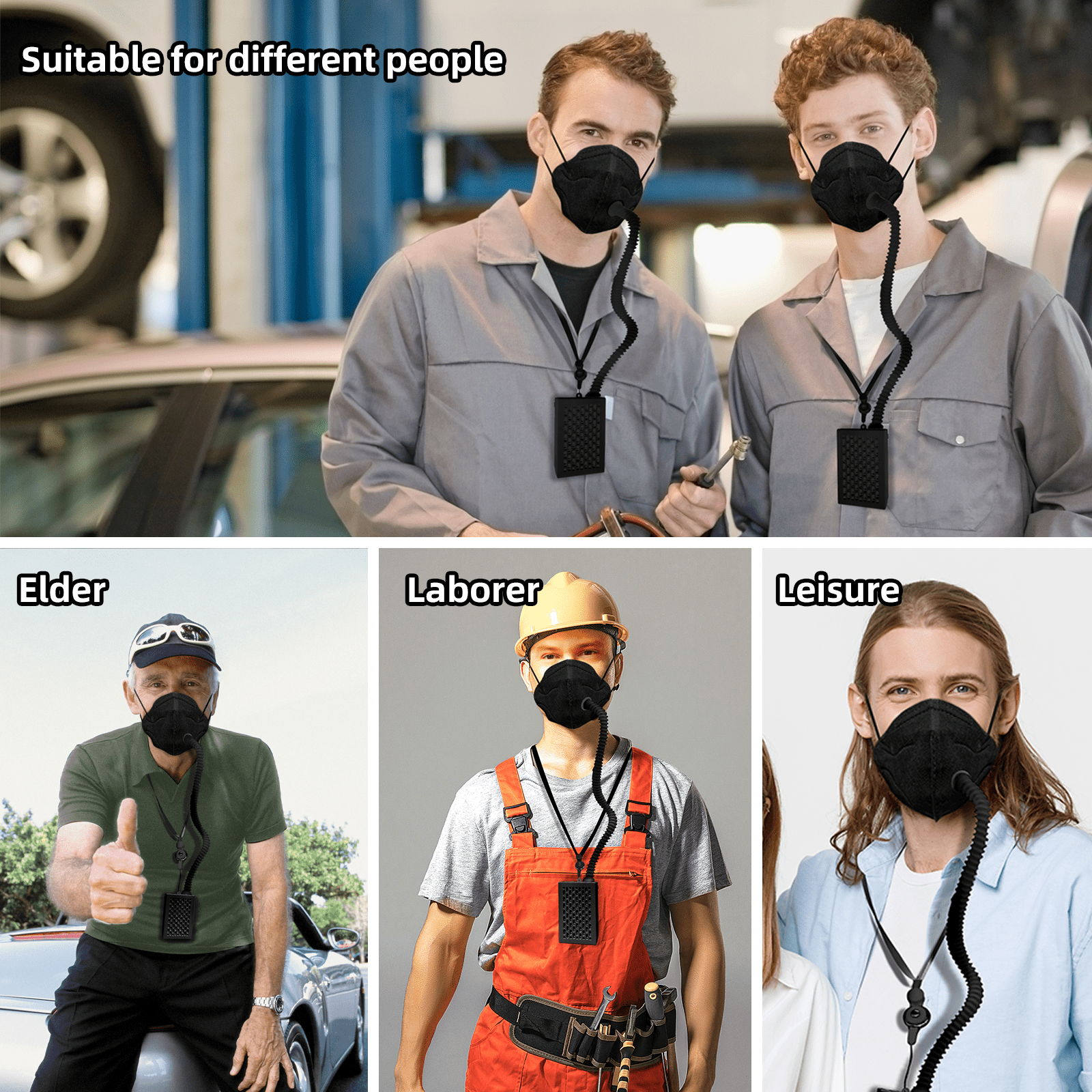 Smooth Breathing,Electric Air-Powered KN95 Mask with Replaceable Filters, Includes 2 HEPA Filter,Reusable Respirator Face Mask for Dust Work,Sleeping Outdoor Sports Housework