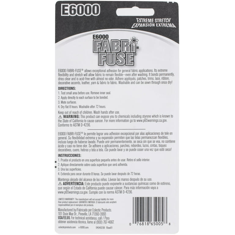 Fabri-fuse E6000 Glue - Fabric glue - Clear x59ml - Perles & Co