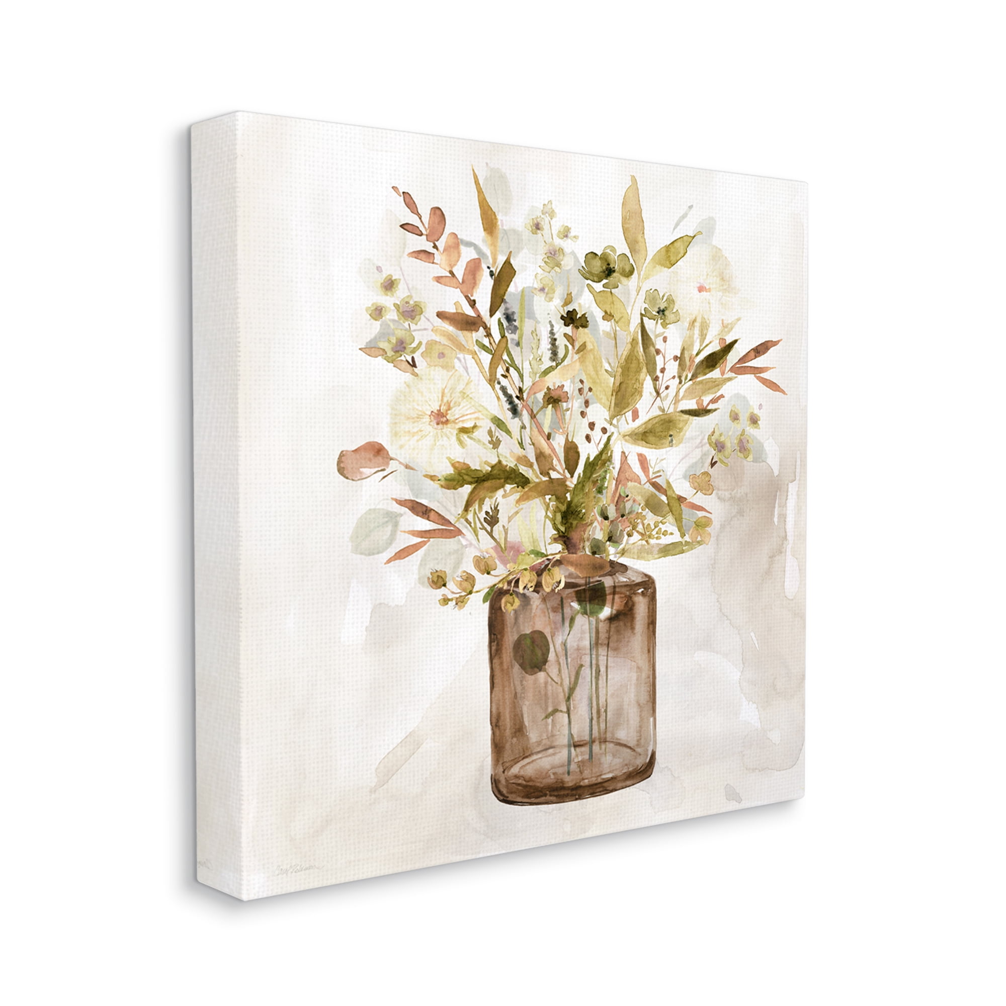 Stupell Industries Earthy Mixed Botanicals Floral Blossoms Watercolor Detail Painting Gallery Wrapped Canvas Print Wall Art, Design by Carol Robinson