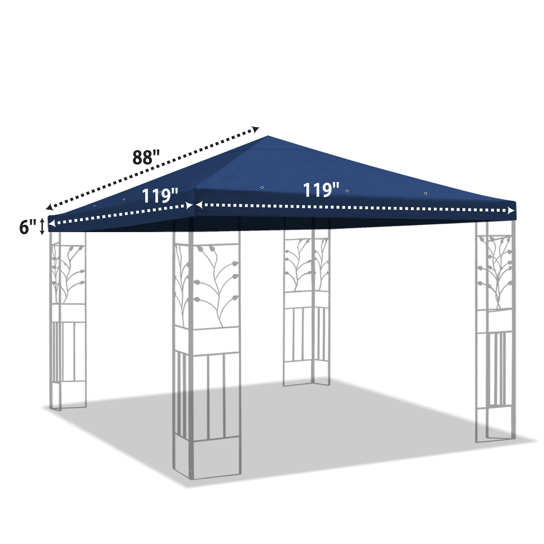 SUNRISEUMBRELLA 119“”x119” Gazebo Replacement Canopy Top Single Tier Canopy Top Cover(#18)