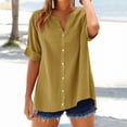 thumbnail image 2 of Endives Womens Tops V Neck Button Down Open Front Short Sleeve Tshirts Business Casual Basic Tee Loose Fit Shirts for Women, 2 of 3