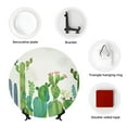 thumbnail image 4 of Wukai Cartoon Cactus Print Decorative Plate for Display,Bone China Decorative Plate, Ceramic Dinner Plate with Stand, Vertical Ceramic Plate-7in, 4 of 6