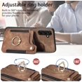 thumbnail image 5 of Phone Case for Samsung Galaxy A54 5G Wallet Cover with Tempered Glass Screen Protector and Wrist Strap Lanyard RFID Credit Card Holder Ring Stand Cell Accessories A 54 54A SM A546U 2023 Women Brown, 5 of 7