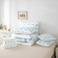 thumbnail image 5 of Manfei Kid Blue Bow-tie Bedding Comforter Set 7 Pieces, Kawaii Princess Style Full Bedding Set, Fashion Ribbon Bowknot Reversible Fitted Sheet Flat Sheet, Breathable Home Decor, 5 of 7