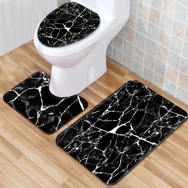 3x Asiento de Asiento de Asiento Conjuntos de Cojines de Decoraciones de Alfombra Suave Transpirable Alfombra de Mármol Agua de Mármo F perfecl Tapa de baño