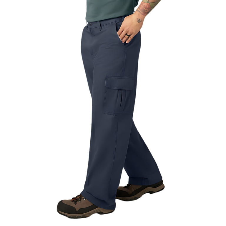 Dickies Men's Loose Fit Cargo Pants, Rinsed Dark Navy, 38X32