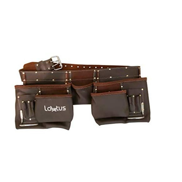 LAUTUS Oil Tanned Leather Tool Belt, Carpenter, Construction, Framers, Handyman - 100% LEATHER