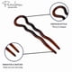 thumbnail image 3 of French Sleek Brown Tortoise Shell Large 3 1/2" Celluloid Made in France Set of 3 Wavy Crink U Shaped Chignon Hair Pins Updo Bun Pin Sticks for Women a, 3 of 5