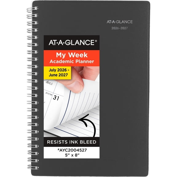 AT-A-GLANCE DayMinder Academic 2026-2027 Weekly Monthly Planner Charcoal Small 5